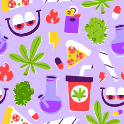 Funky cartoon stoned eyes medical cannabis vector