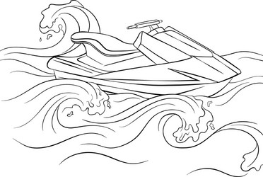 jetski line art vector