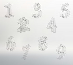 Low poly numbers font set polygon number vector