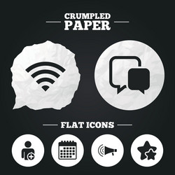 wifi and chat bubbles add user megaphone vector image