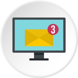 email messages on computer monitor icon circle vector image