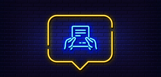 hold document line icon text file sign neon vector image
