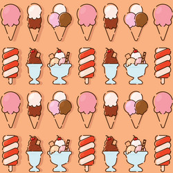 pattern background with ice cream icons vector image