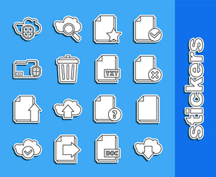 Set line cloud download document delete file vector