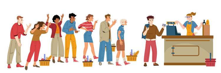 angry queue in store dissatisfied customers line vector image