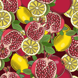 colored seamless pattern with pomegranates vector image