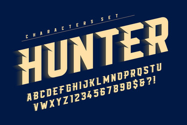 Daring dynamic font acute sleek letters Royalty Free Vector