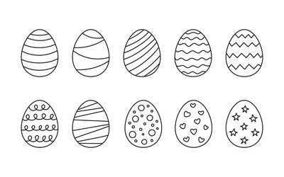 easter eggs with decoration line set egg in flat Vector Image