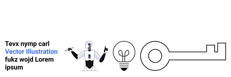 futuristic robot concept with lightbulb and key vector image