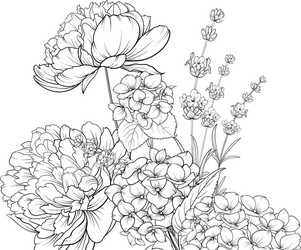 Lavender & Hydrangea Floral Garland Vector Image