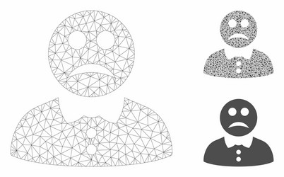 sad boy mesh wire frame model and triangle vector image
