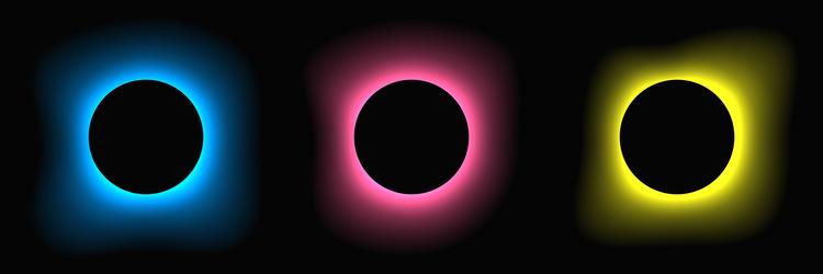 set of circle illuminate light frames with color vector image