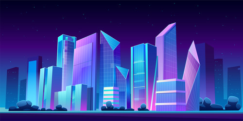 Night city futuristic landscape background Vector Image