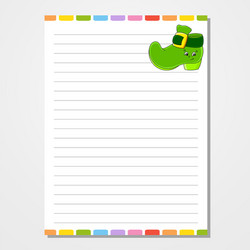 sheet template for notebook notepad diary lined vector image