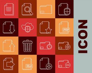 set line document folder with minus add new pdf vector image