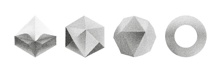 3d gradient geometric shapes with noise vector image