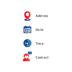 Address date time contact icons vector