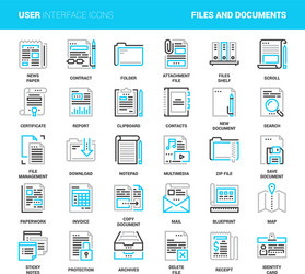 files and documents flat line icons vector