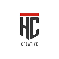 hc initial esport logo with simple shield design vector image