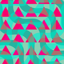 Retro 3d green waves and purple triangles vector