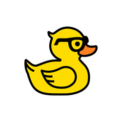 Rubber yellow duck in sunglasses icon isolated vector