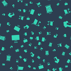 set shopping cart trash can computer monitor vector image