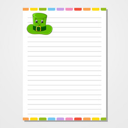 sheet template for notebook notepad diary lined vector image
