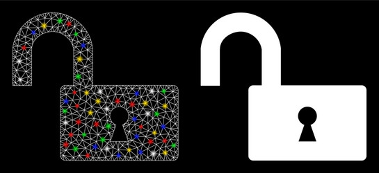 flare mesh wire frame open lock icon with vector image