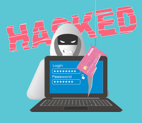hacked computer theme with hacker vector image