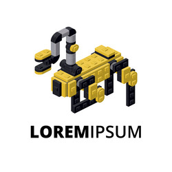 Logo with the image of a robot in isometry vector