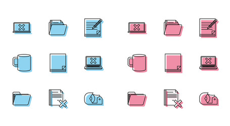 set line document folder delete file vector image