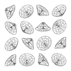 wireframe lined shapes perspective mesh 3d grid vector image