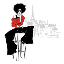 fashion girl in sketch style on a white background Vector Image