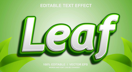 leaf 3d text effect with modern style design vector image