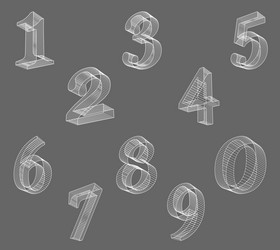 Low poly numbers font set polygon number vector