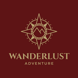 minimalist compass and mountain line art icon logo Vector Image