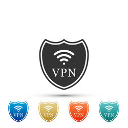 shield with vpn and wifi wireless internet network vector image