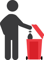 throw garbage in trash vector image