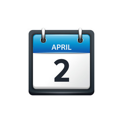 april 2 calendar icon flat vector