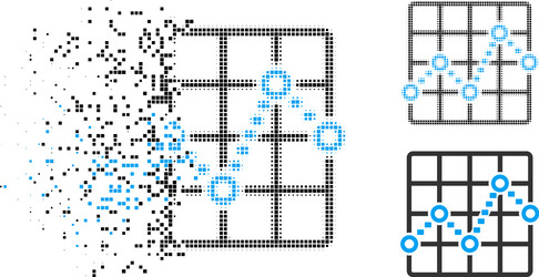 fractured dotted halftone line grid plot vector image