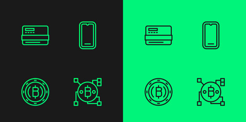 set line blockchain technology bitcoin vector image