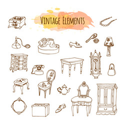 Vintage Furniture Sketch Collection Vector Image