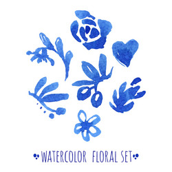watercolor floral set Vector Image