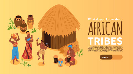 African tribes horizontal composition Royalty Free Vector