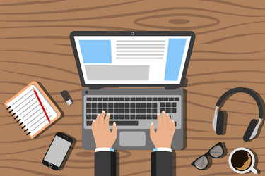programmer hands working on his pc computer vector image