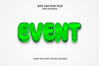 realistic event 3d editable text style effect vector image