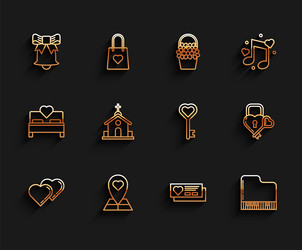 set line two linked hearts map pointer with heart vector image