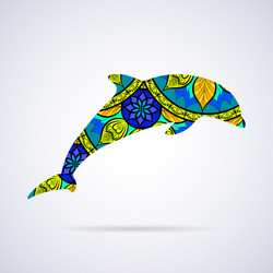 Dolphin with mandala patterns vector