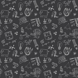 physics and sciense seamless pattern with sketch vector image