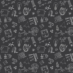 Physics and sciense seamless pattern with sketch vector